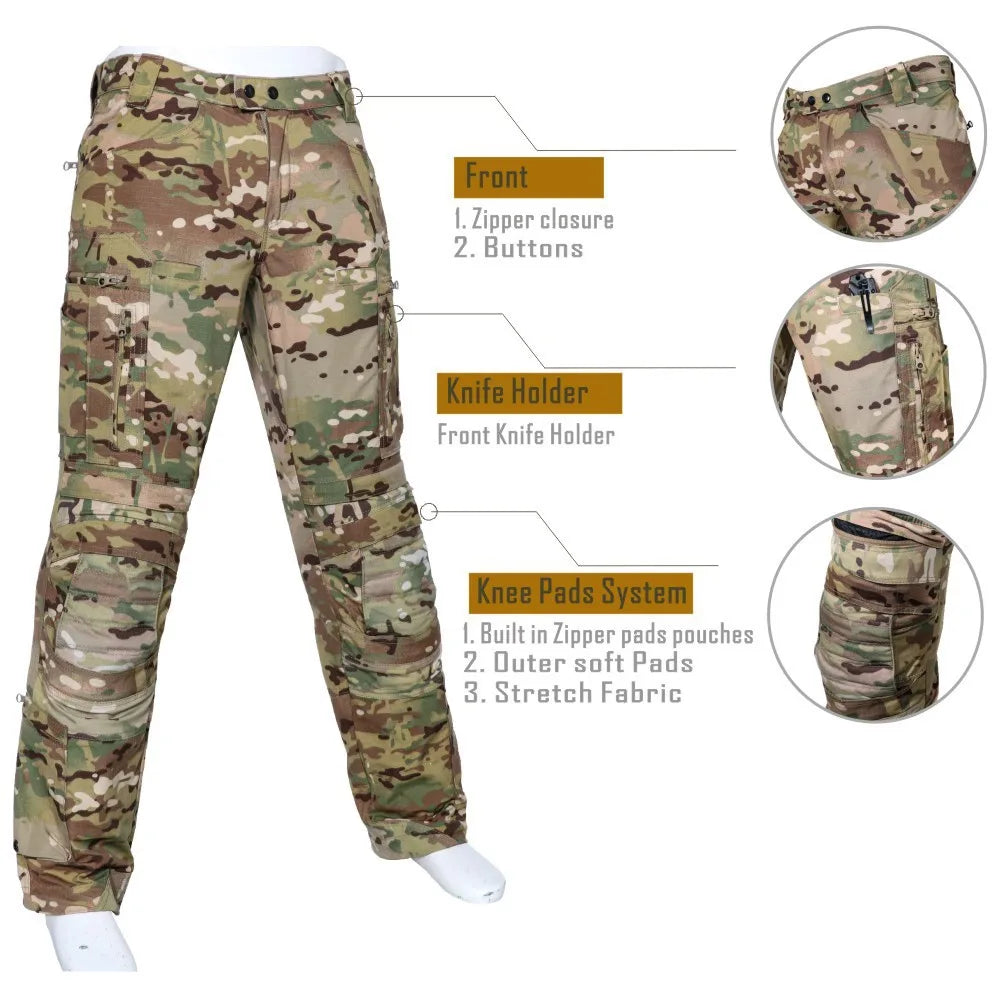 Men's Tactical Frog Suit Uniform Shirt & Cargo Pants 2-Piece Outdoor Set