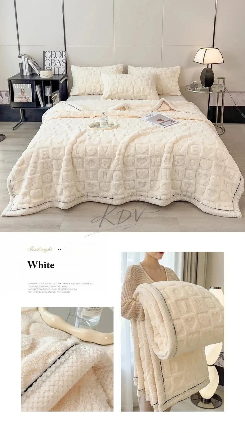 Heart Pattern Fleece Blanket – Cozy Throw & Bedding Sets