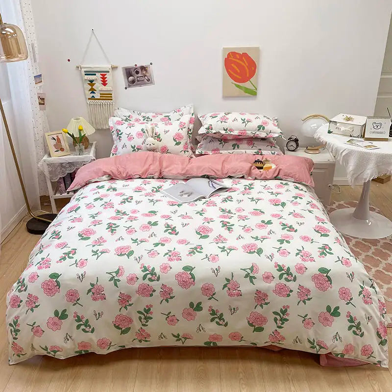 Microfiber Reactive Print Bedding Set – Duvet Cover, Flat Sheet & Pillowcases, 16 Patterns & 5 Sizes