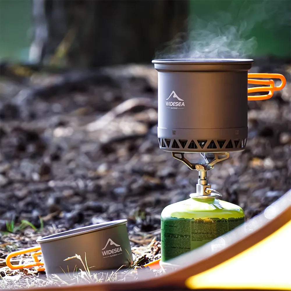 Outdoor Camping Cookware Set — 1.3L & 2.3L Cooking Pot with Kettle & Tableware