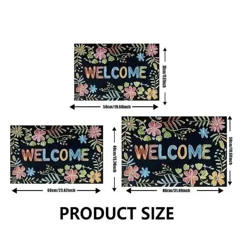 Minimalist Welcome Doormat – Elegant Handwritten Text Non-Slip Floor Mat for Home Decor