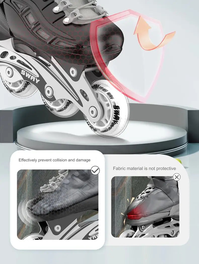 Adult Inline Roller Skates – Beginner Outdoor PU Street Freestyle Sneakers with 4 Wheels