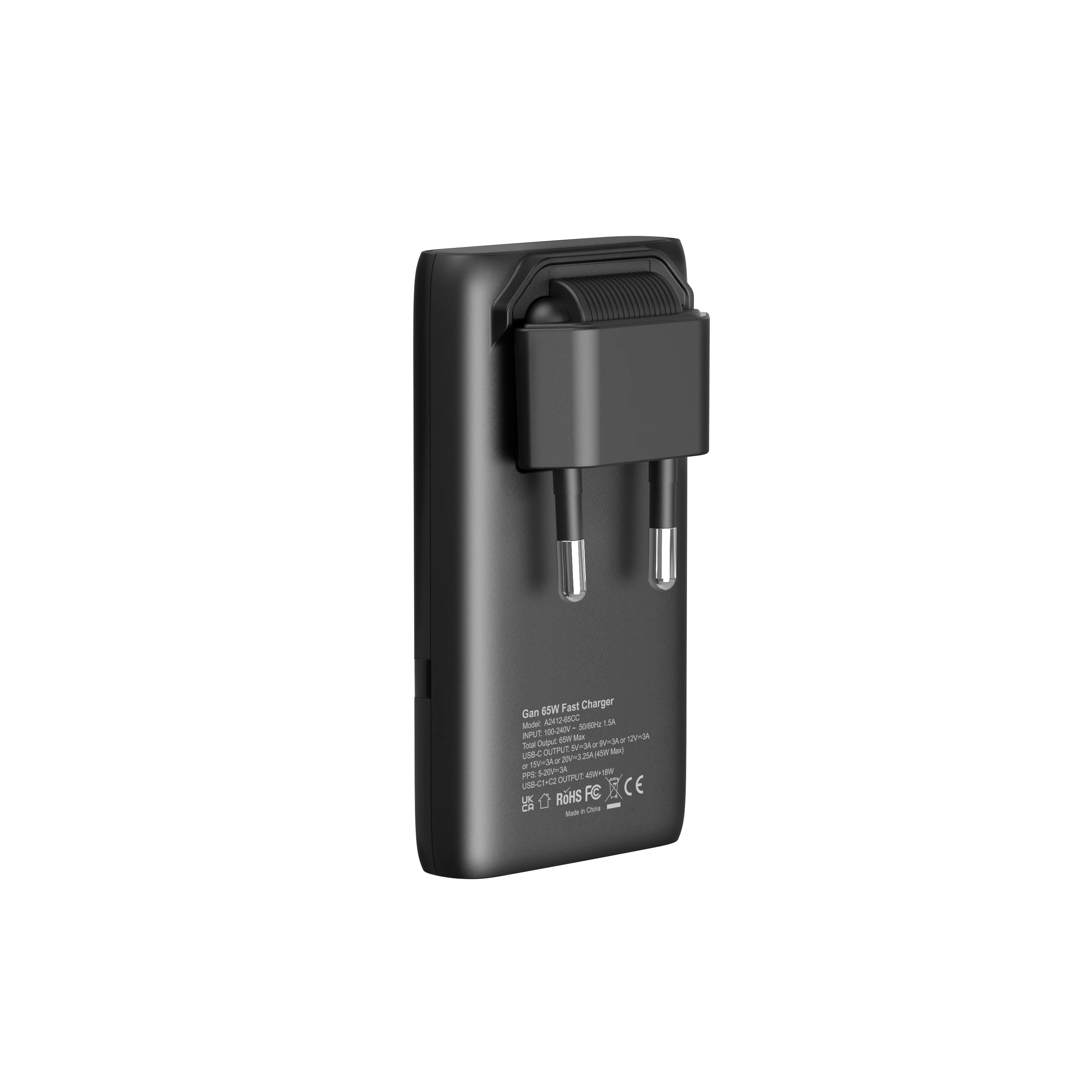 65W Flat GaN USB-C Charger — Ultra-Slim Fast Charging Adapter for Laptop, Phone & Tablet