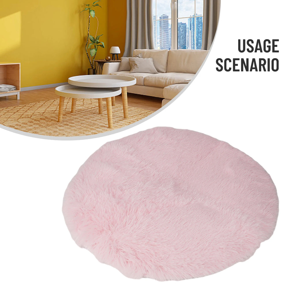 Super Soft Shaggy Area Rug – Anti-Slip 4cm Pile Round Rug for Living Room & Bedroom, 12 Colors & 3 Sizes