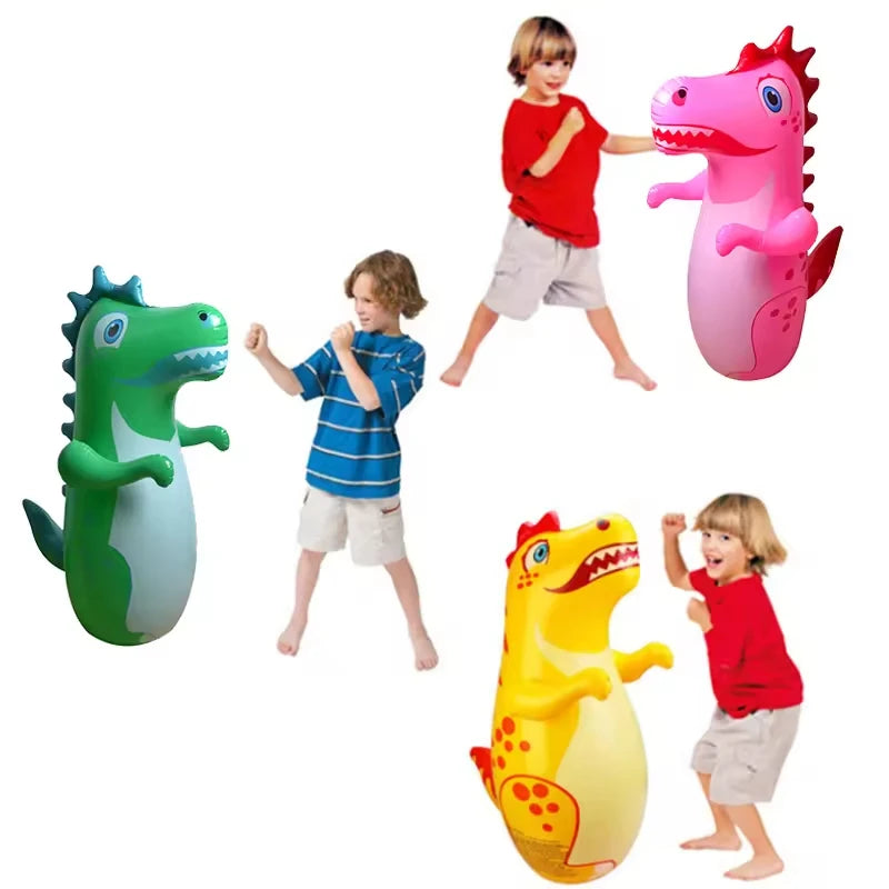 90cm Inflatable Tumbler Boxing Punching Bag for Kids – Dinosaur Standing Bop Bag, CE Certified, Ages 3+