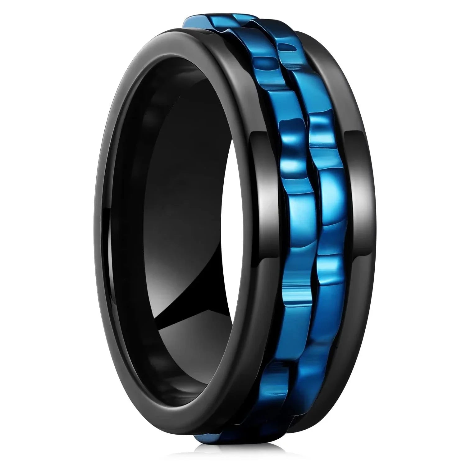Punk Spinner Anxiety Fidget Ring — Stainless Steel Gear Chain Design for Men & Women