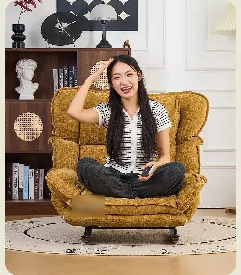 Adjustable Folding Rocking Chair with Cushioned Seat