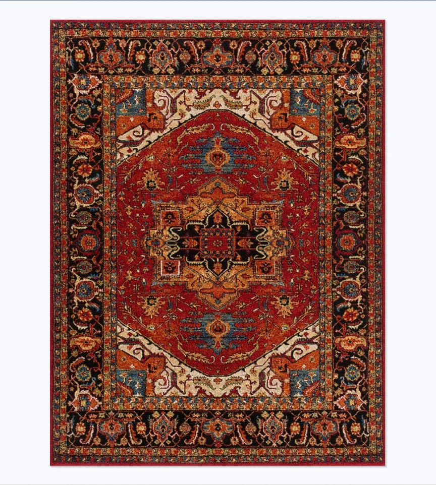 American Retro Style Large Area Rug – Anti-Slip Washable Carpet for Living Room & Bedroom
