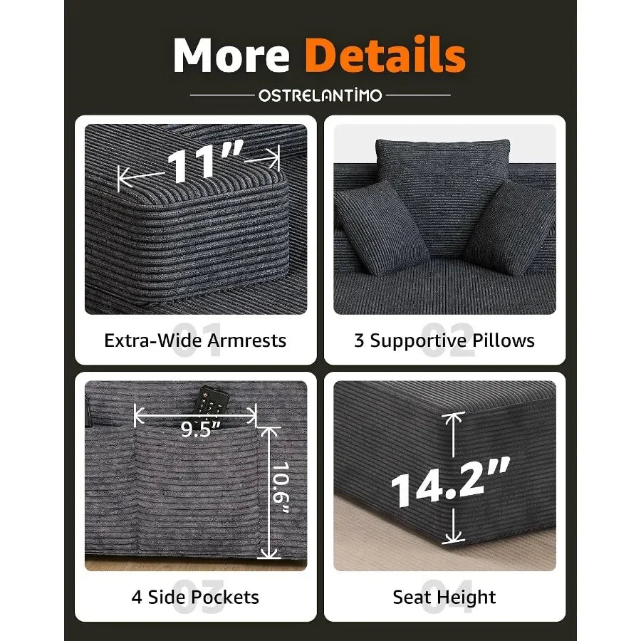 79.5-Inch Oversized Boneless Chaise Lounge