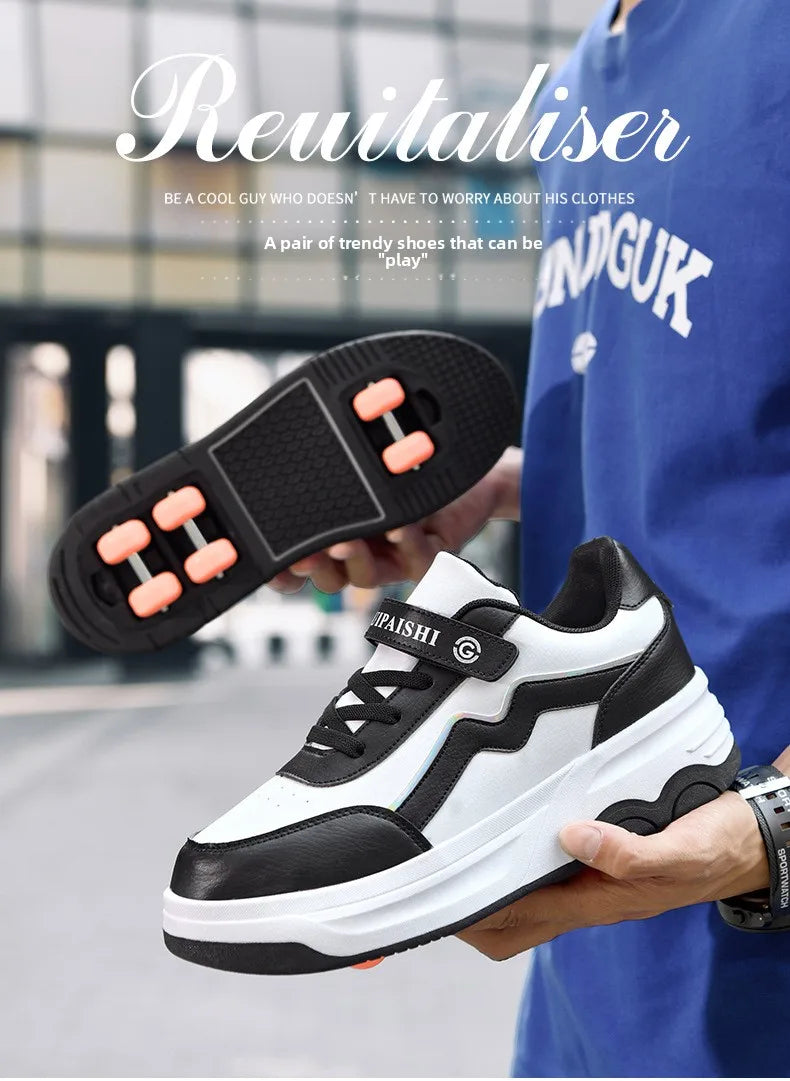 6-Wheel Children's Roller Skate Shoes – 2-in-1 Detachable Wheel Skating Parkour Racing Sneaker