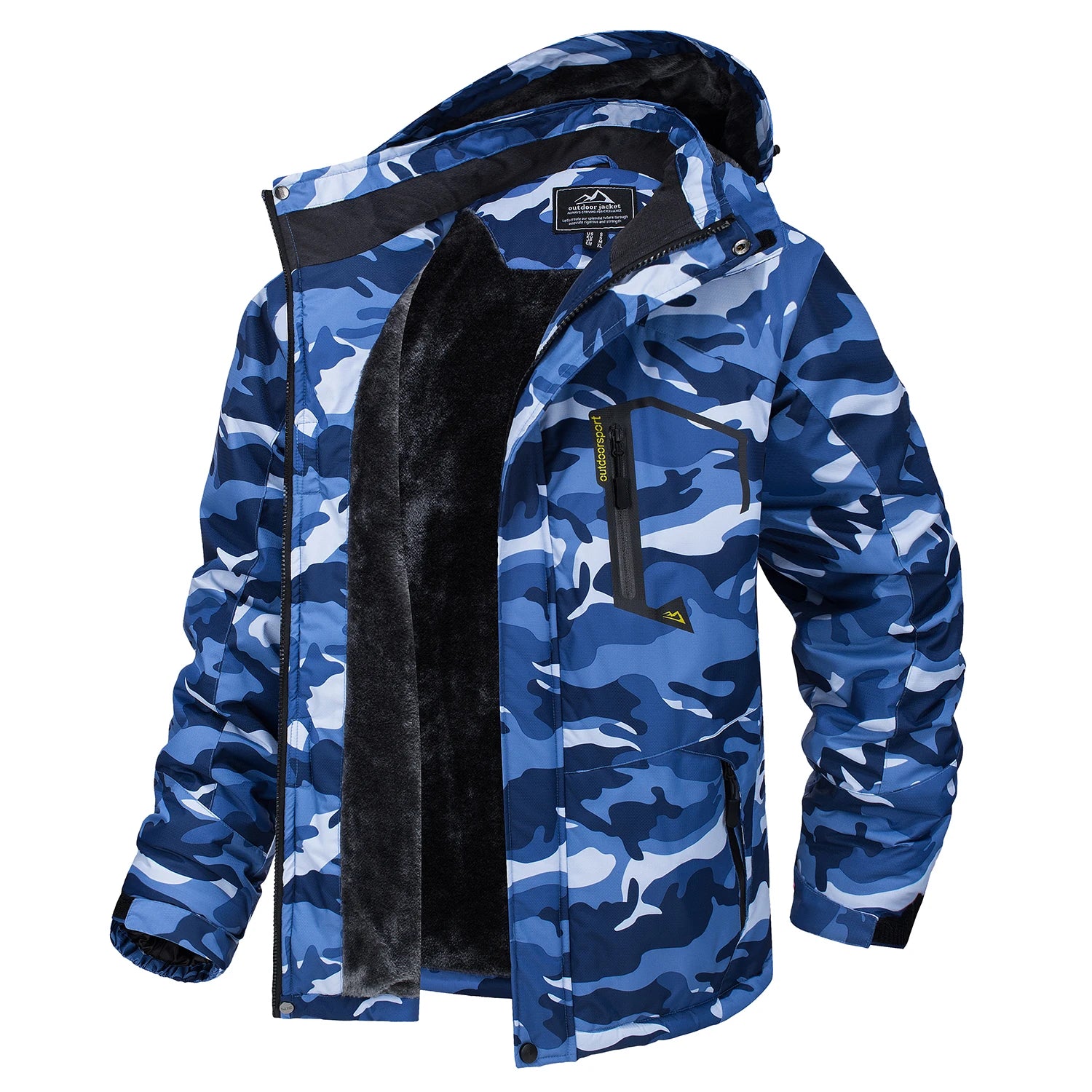 TACVASEN Fleece-Lined Mountain Hiking Jacket – Removable Hood Ski Snowboard Parka for Men