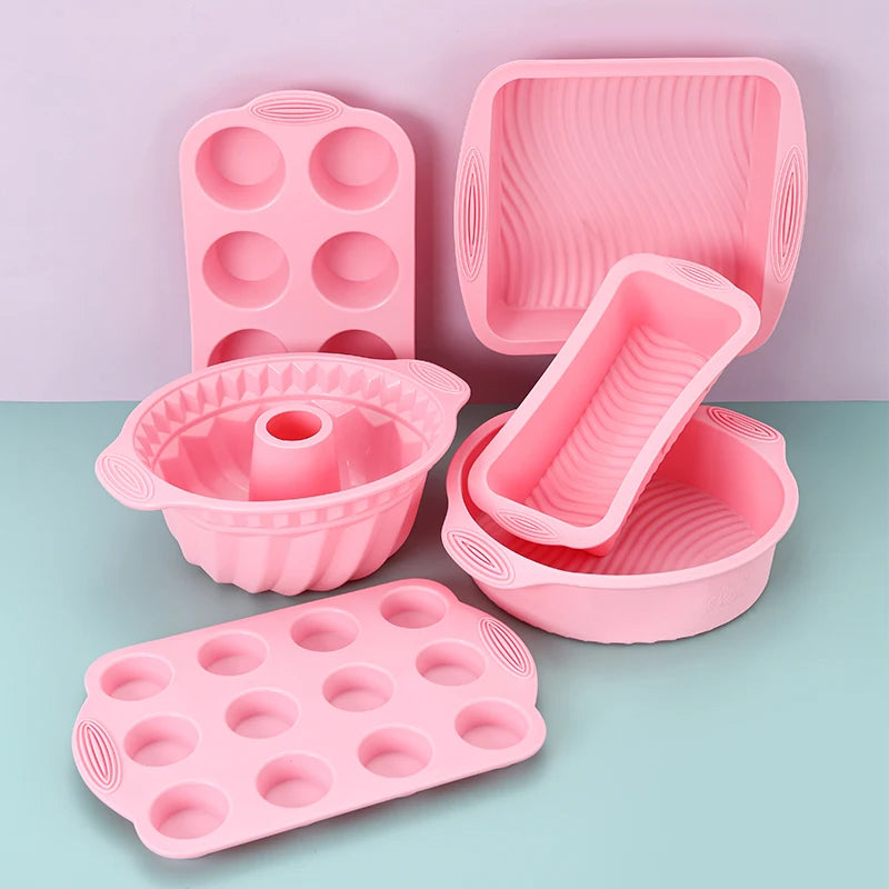 Pink Silicone Bakeware – Cake, Muffin & Loaf Molds