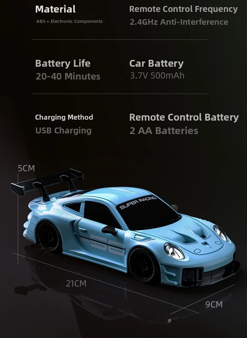 1:24 Scale RC Drift Racing Car – GT3 RS / Porsche 911 / SU7 High Speed Remote Control Models