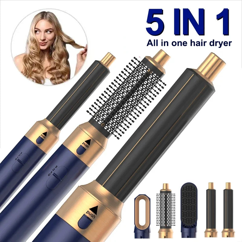 5-in-1 Ionic Hair Dryer & Styler Set – High-Speed Hot Comb Brush & Straightener