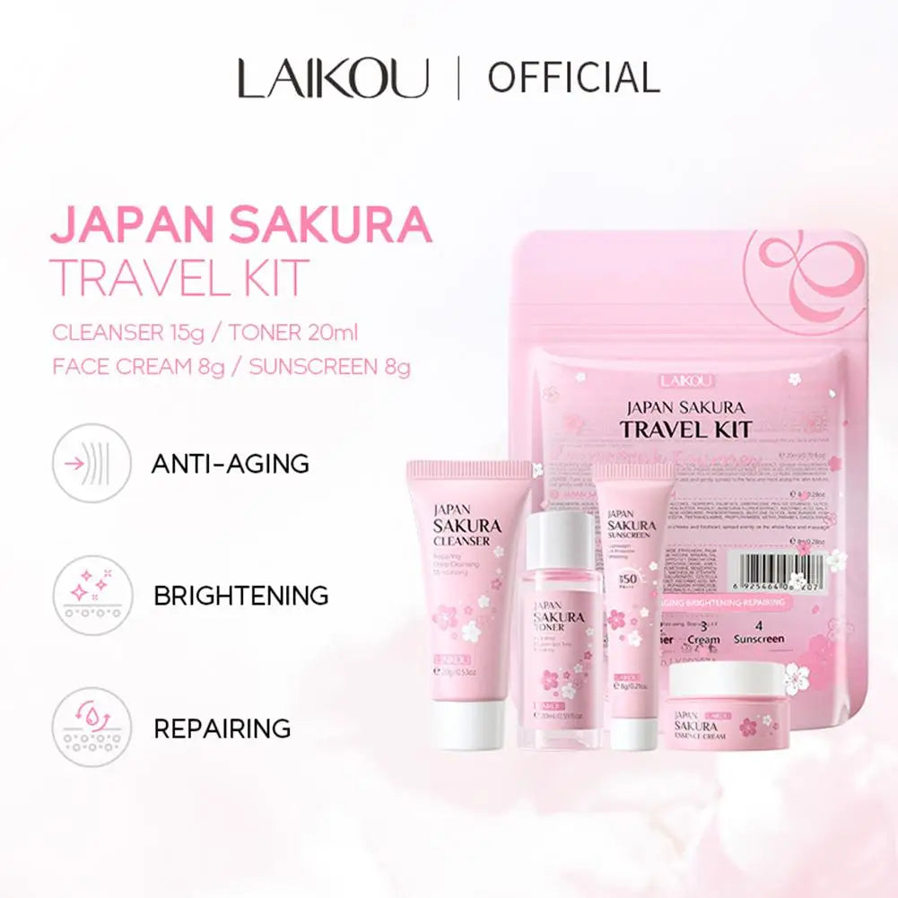 Sakura Skincare Gift Set – Cleanser Toner Serum Eye Cream & Sunscreen