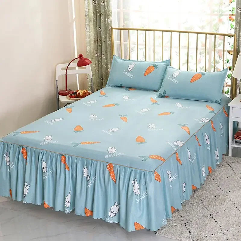 Cotton Quilted Bed Skirt – Double-Thickened Non-Slip Breathable Mattress Cover