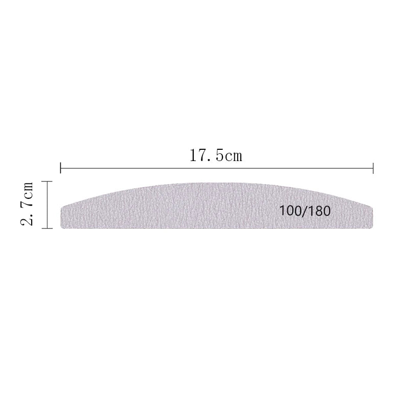 Nail File Buffer 100/180 Grit – Double-Sided Half Moon Sandpaper Nail Sanding & Manicure Tool