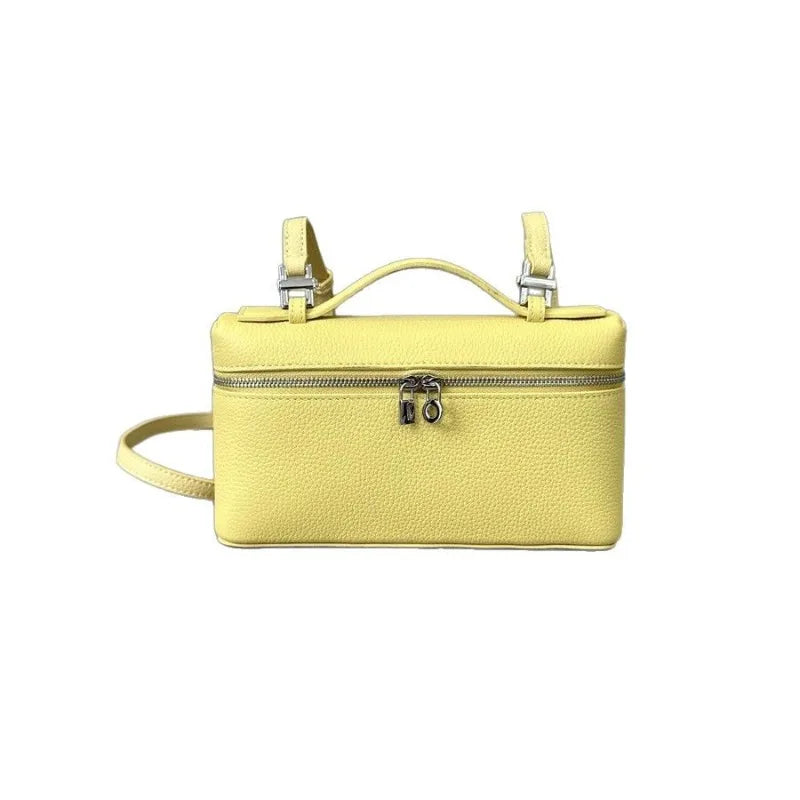 Genuine Leather Lychee Pattern Crossbody Bag – Shoulder Lunch Box Makeup Handbag for Women