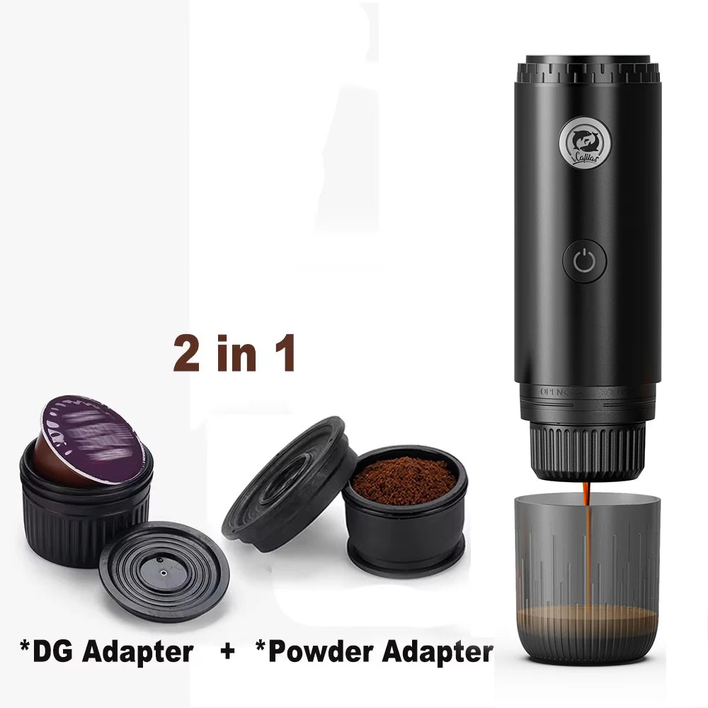 Espresso on the Go — 2-in-1 Portable Capsule & Powder Coffee Maker | USB-Powered, Nespresso & Dolce Gusto Compatible