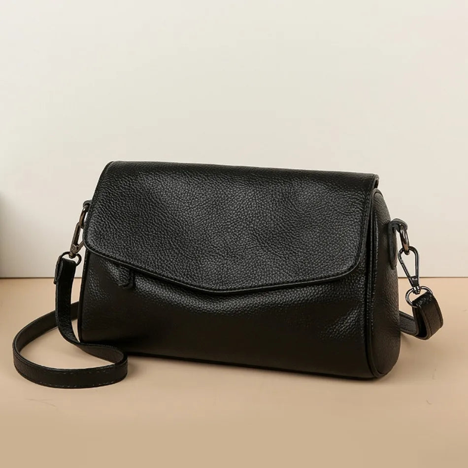 VANDERWAH 100% Genuine Cow Leather Flap Crossbody Shoulder Bag – Designer Messenger Handbag for Women