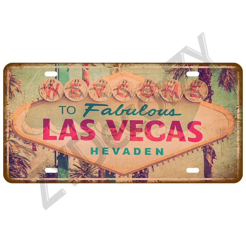 Route 66 Vintage Car Garage Tin Sign — Retro Wall Art Decor