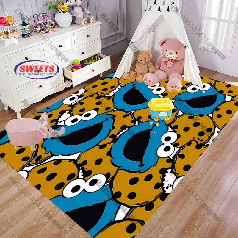 15 Sizes S-Sesame S-Street Theme Carpet Rug for Living Rooms Bedroom Entrance Door Decor Mat, Kids' Play Non-slip Mat Great Gift