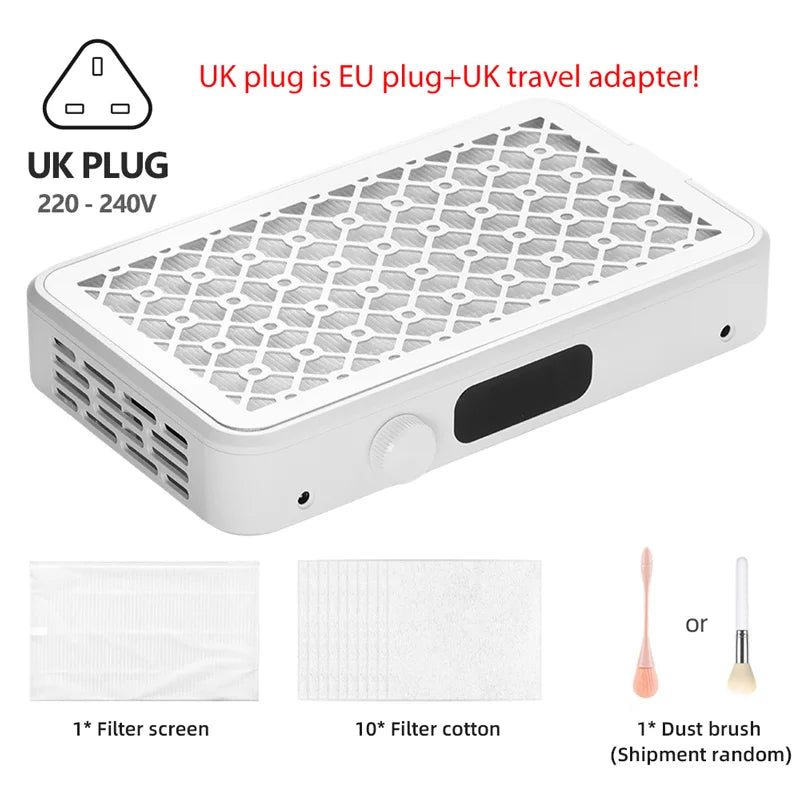 Professional Turbo Nail Dust Collector – Brushless Two-Fan Strong Suction Nail Vacuum Extractor
