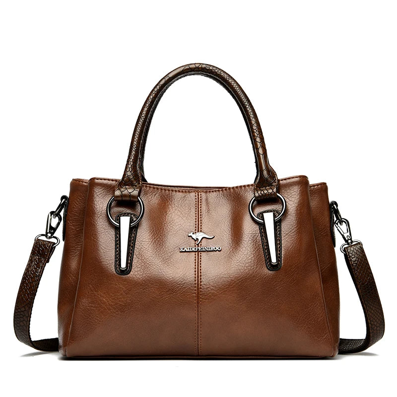 Luxury Soft Leather Large Capacity Tote Crossbody Bag – Elegant Shoulder Handbag for Women