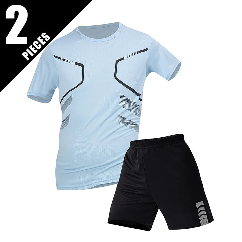 Men's Quick-Dry Short Sleeve & Shorts Set – Plus Size Leisure Running Fitness 2–6 Piece