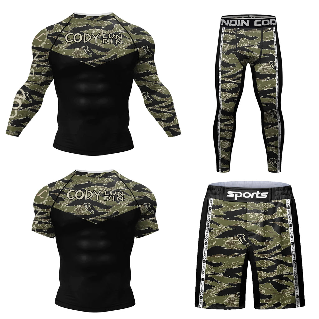 MMA BJJ Rash Guard 3D Print Compression T-Shirt & Pants – Durable Boxing Jogging Tracksuit