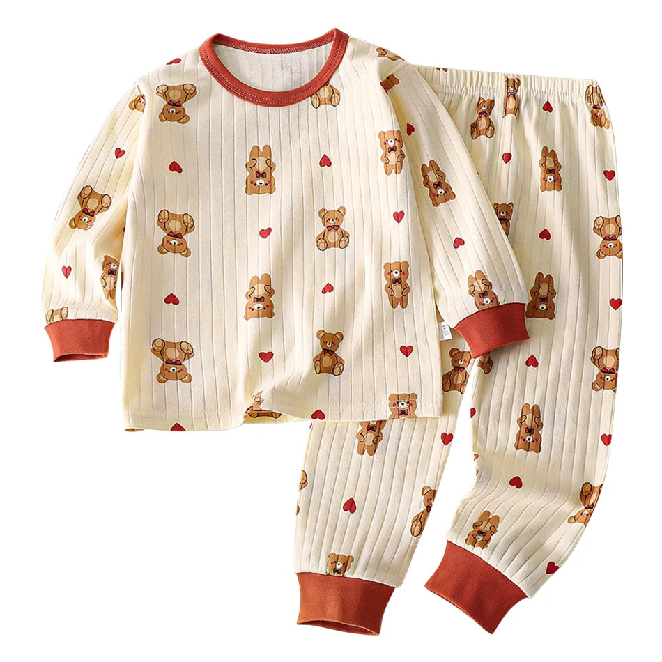 Kids' Casual Autumn Long Sleeve Cartoon Pajamas Set | Soft Comfortable Sleepwear Boys & Girls