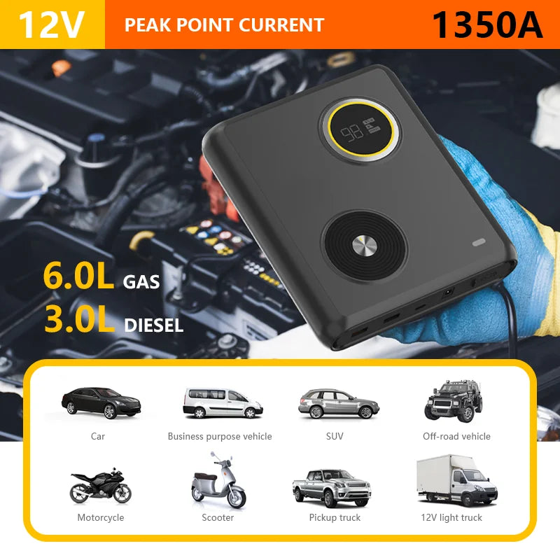 GOKKCL 80Wh Portable Car Jump Starter — Compact Emergency Battery Booster & Power Bank