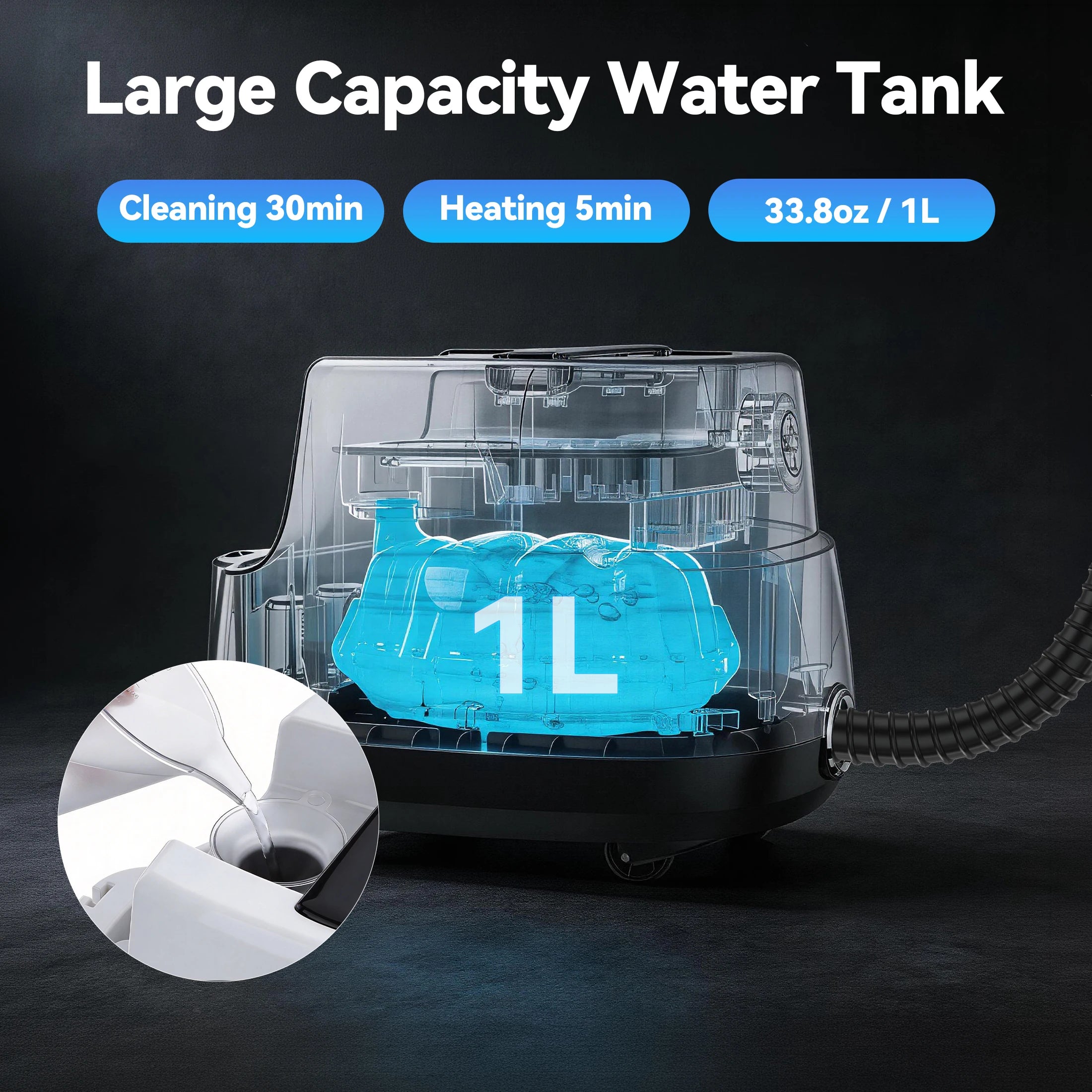 Multi-Surface Handheld Steam Cleaner — 1L Tank, 16 Accessories, High-Temp Deep Cleaning for Home, Kitchen, Car & Tile