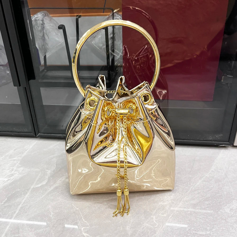 Luxury Evening Clutch Bucket Bag – Designer Shoulder Purse for Banquet & Party