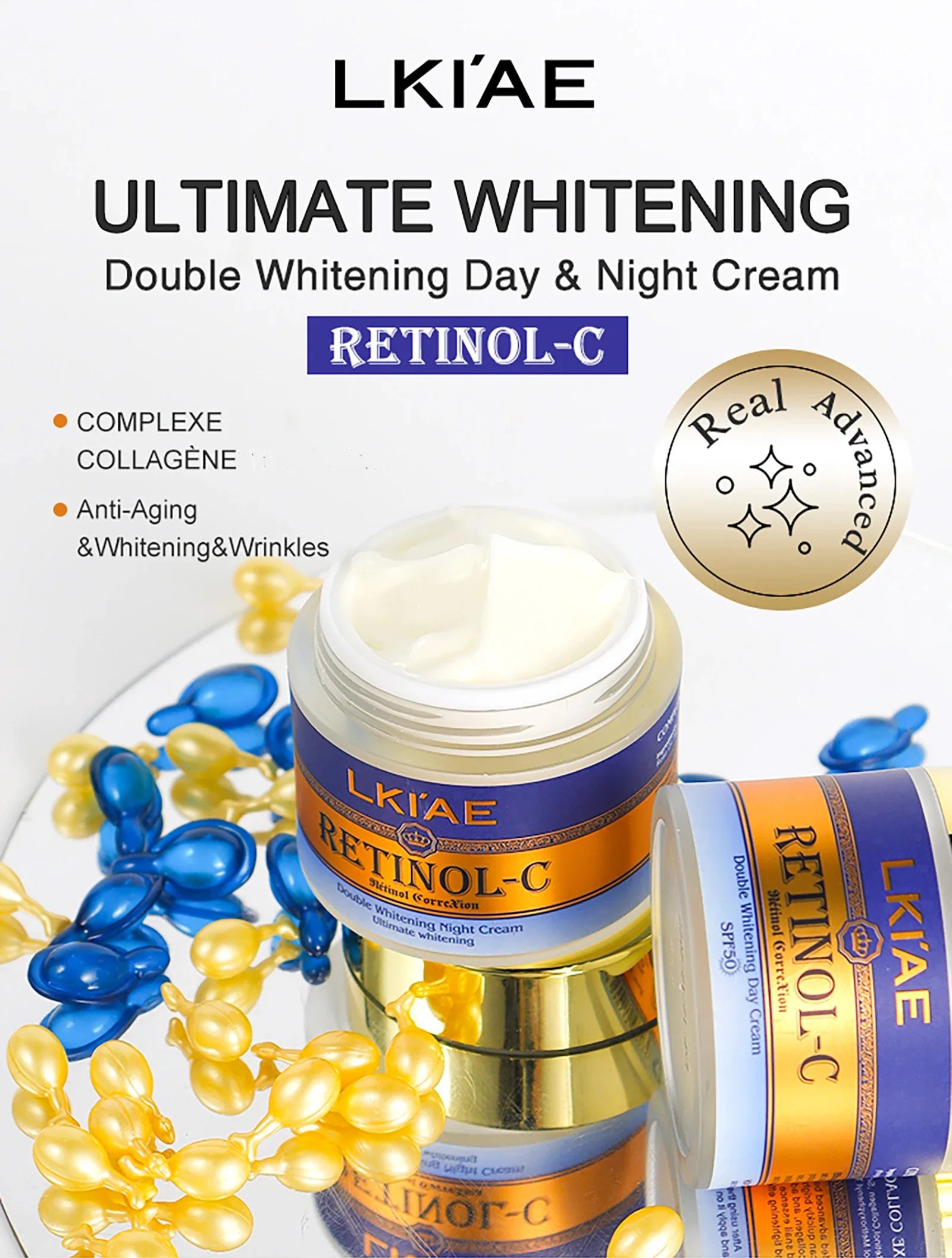 AILKE Retinol Double Whitening 5-in-1 Skincare Kit – Body Lotion, Face Cream, Serum & Cleanser for All Skin Types