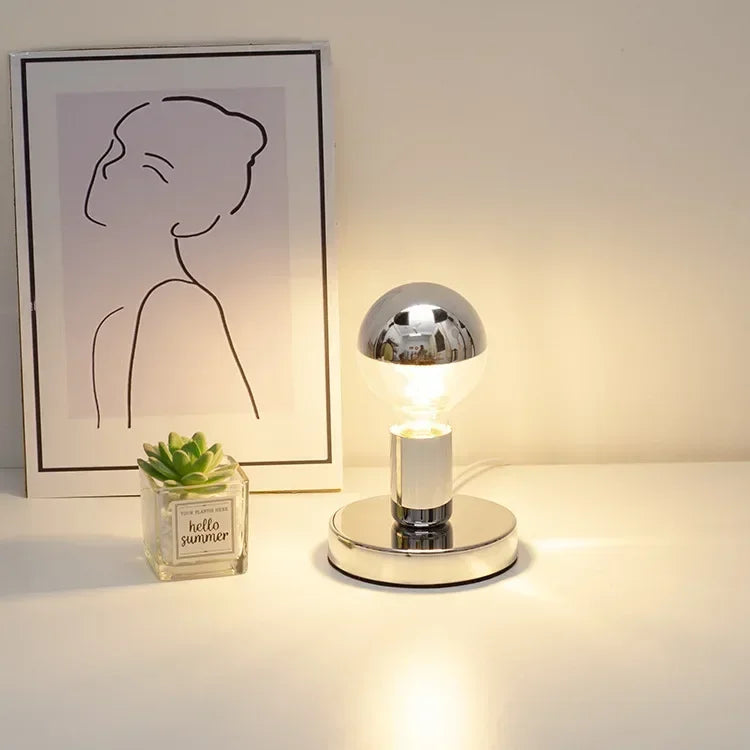 Bauhaus Table Lamp – Chrome & Warm LED Lighting