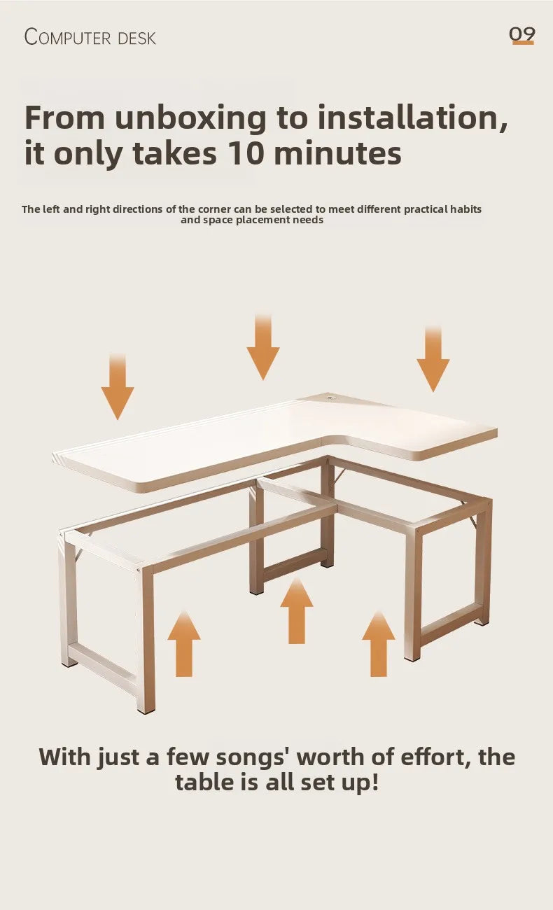 L-Shaped Corner Computer Heavy Duty Steel Frame Home Office WorkstationSpace Saving Writing Table for Gaming Bedroom Living