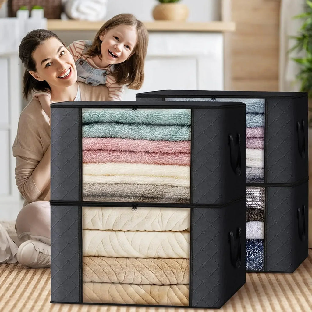 Foldable Clothes & Quilt Storage Bag – Large Capacity Dustproof Bedroom Closet Organizer