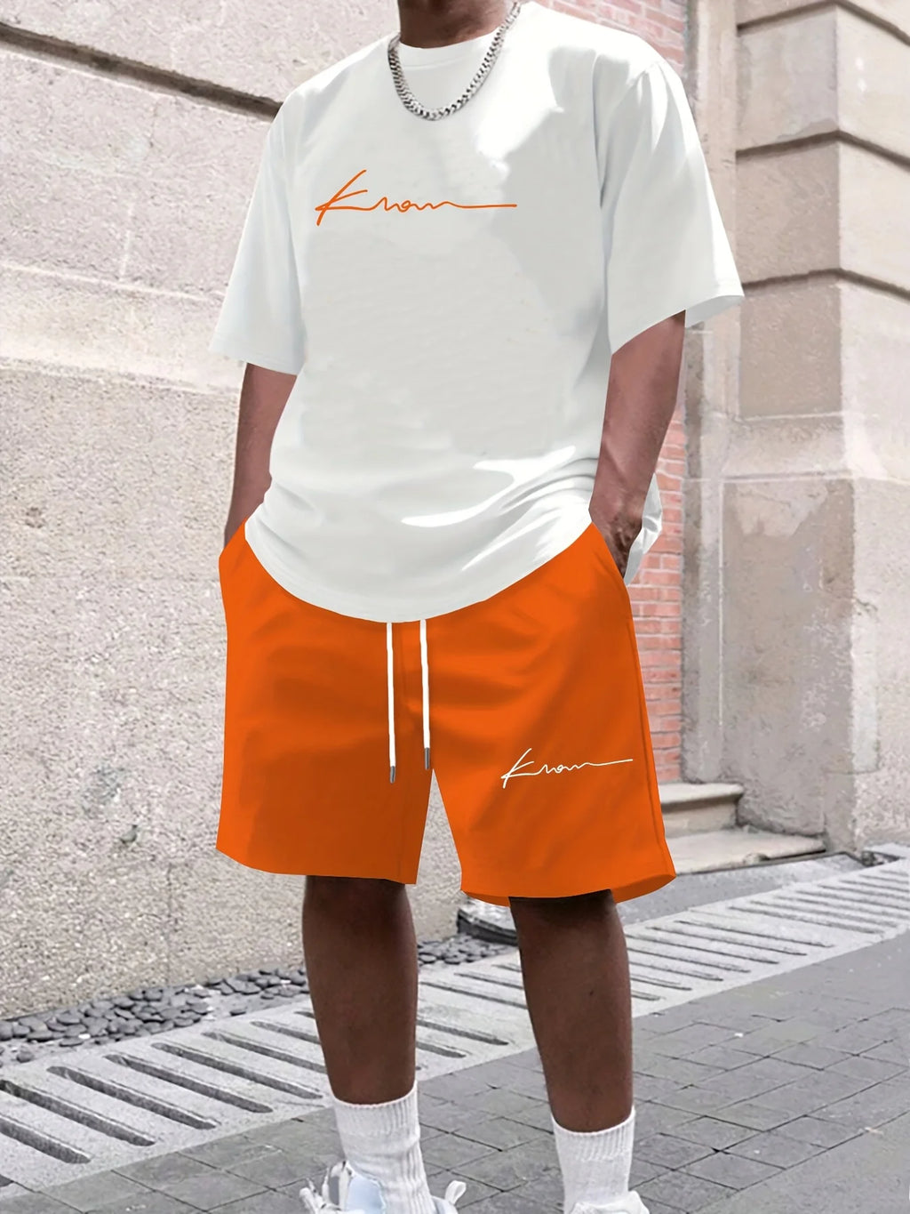 Men's Hip-Hop Bear Print Short Sleeve Sports Set – Quick-Dry 2-Piece Streetwear