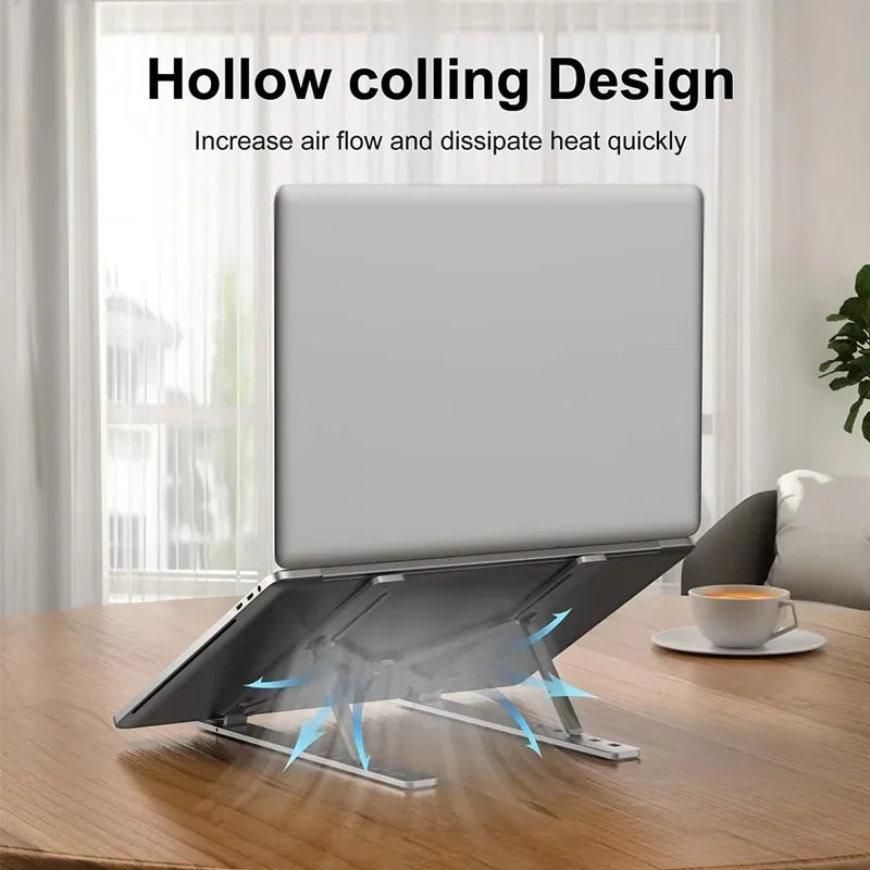 Aluminum Alloy Foldable Laptop Stand | Anti-Slip, Height-Adjustable, Portable, Compatible with MacBook & All Laptops