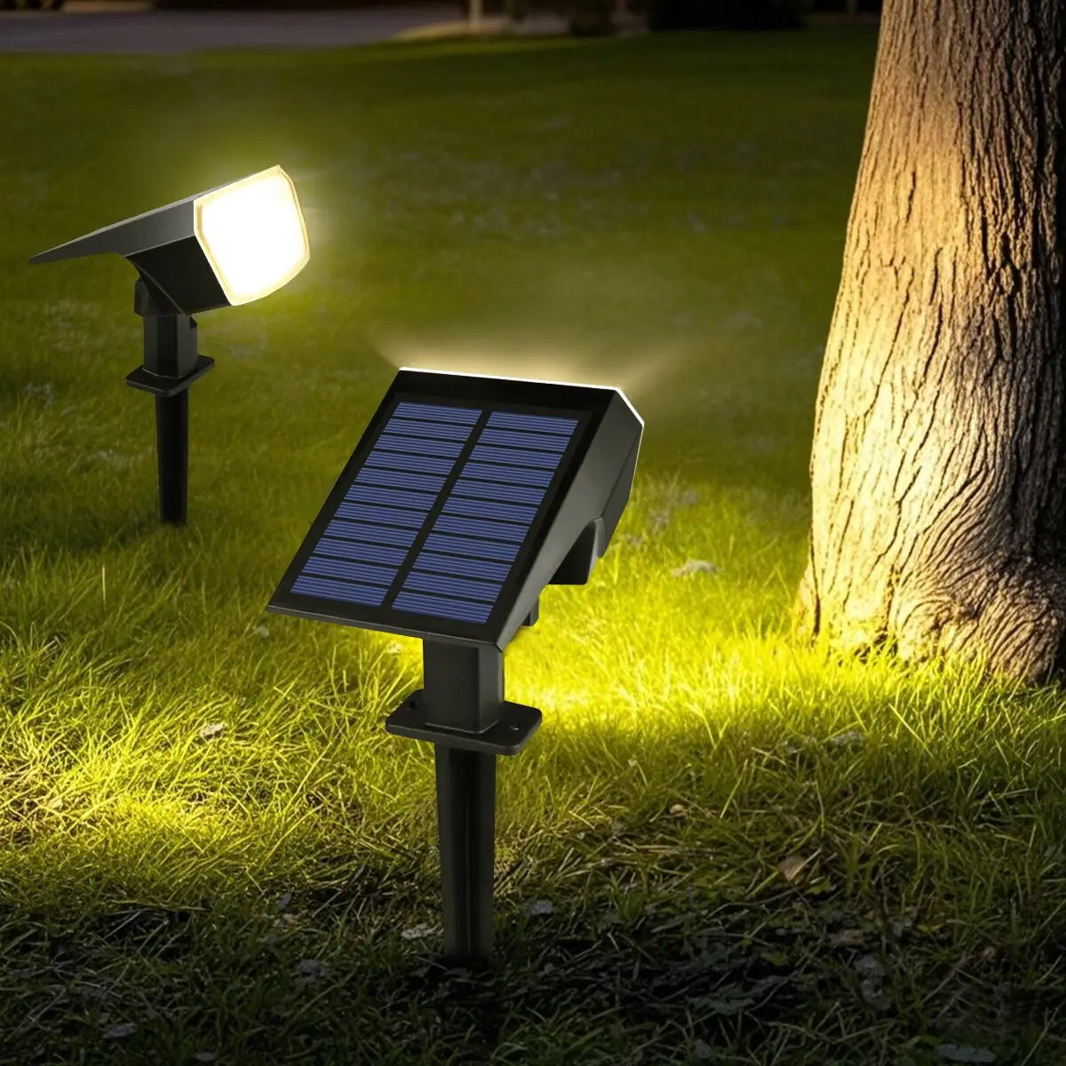 59-LED Solar Spotlight – IP65 Waterproof, 3 Brightness Modes, 2-in-1 Ground & Wall Mount for Garden