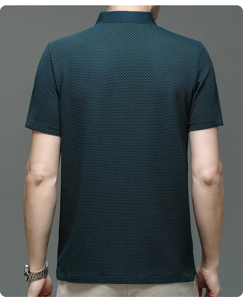 Men's Ice Silk Breathable Polo Shirt — Business Casual Short Sleeve Summer Top