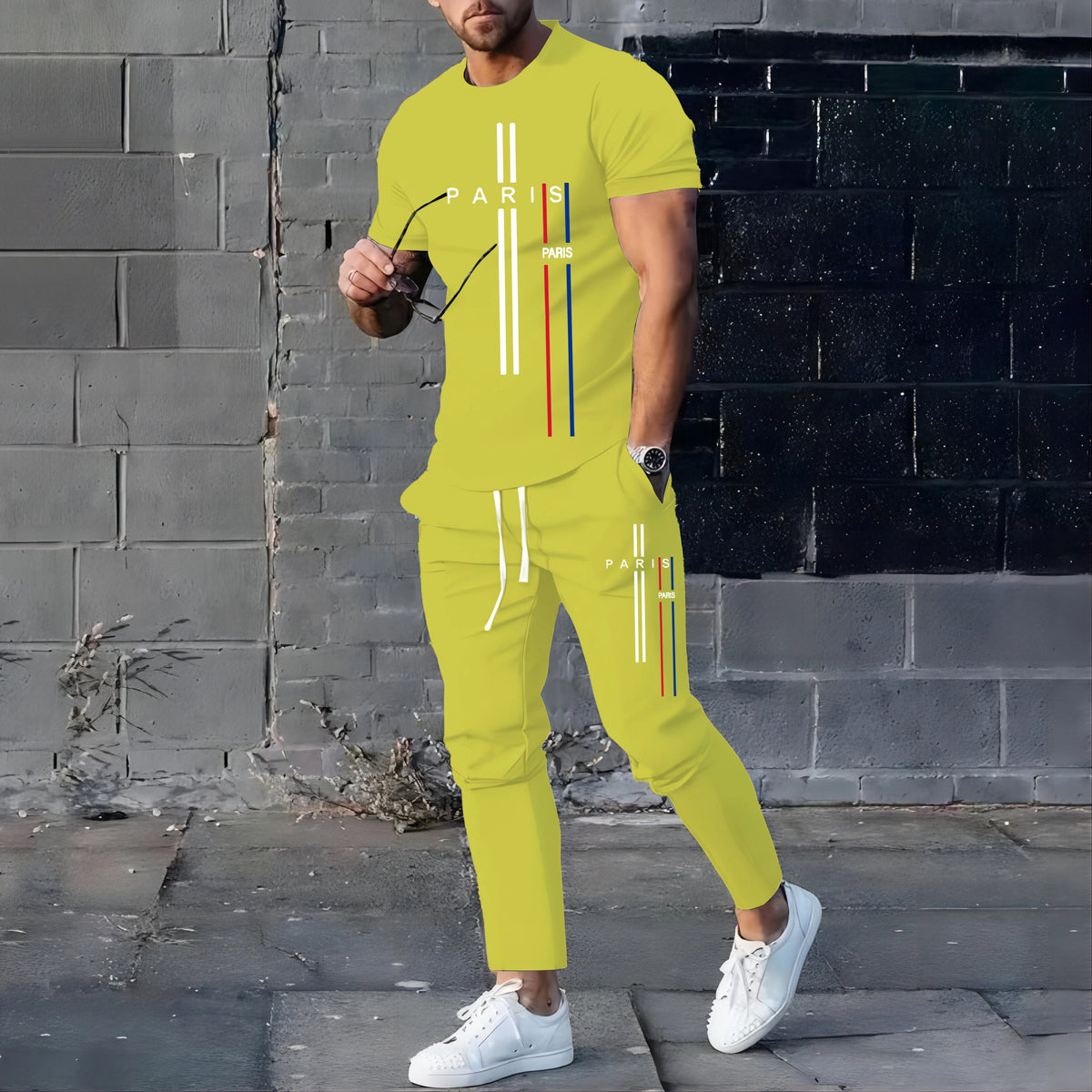 Men's Football Sport T-Shirt & Pants Set – Casual Short Sleeve Jogging Fitness Suit