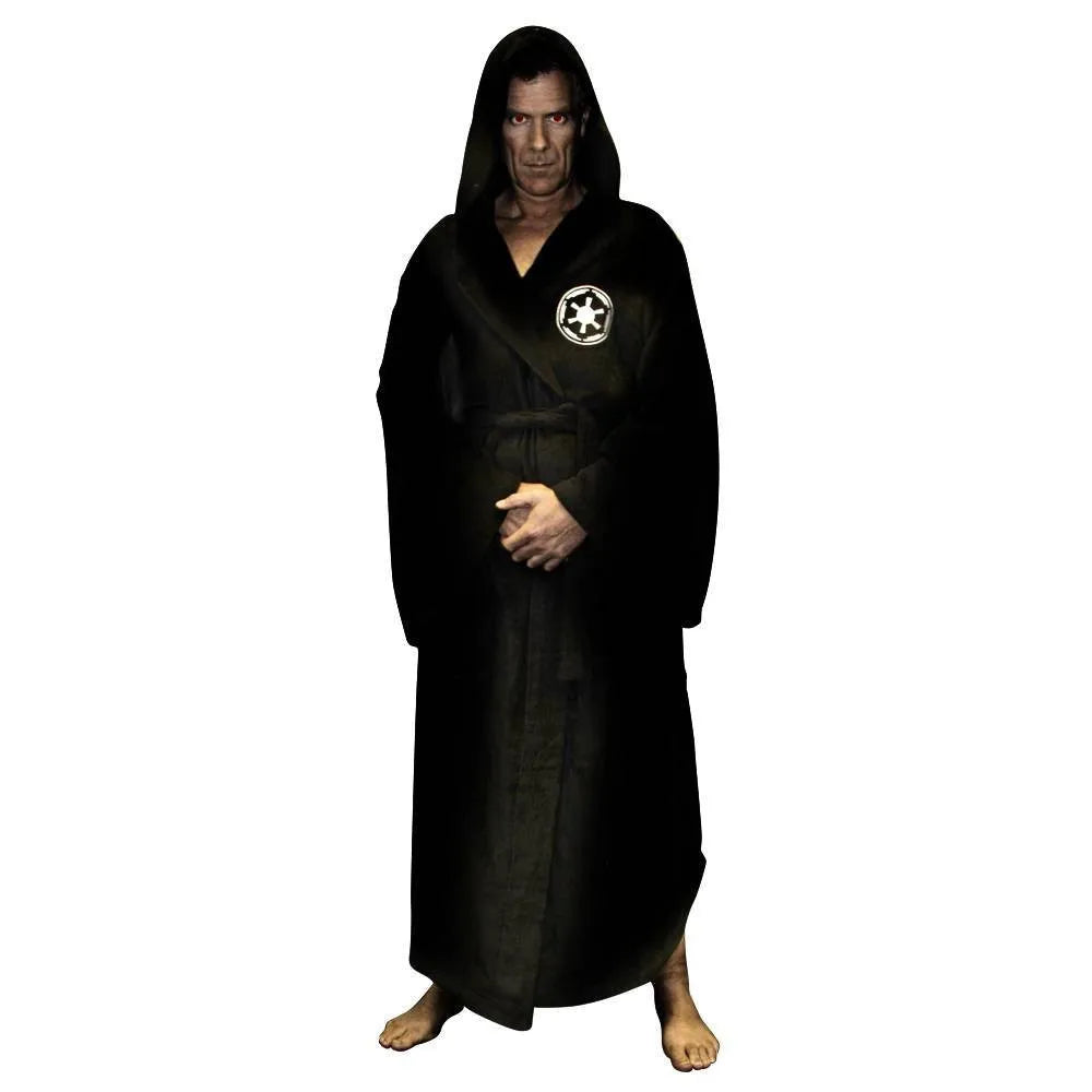 Men's Hooded Thick Flannel Robe | Star Print Winter Bathrobe Homewear
