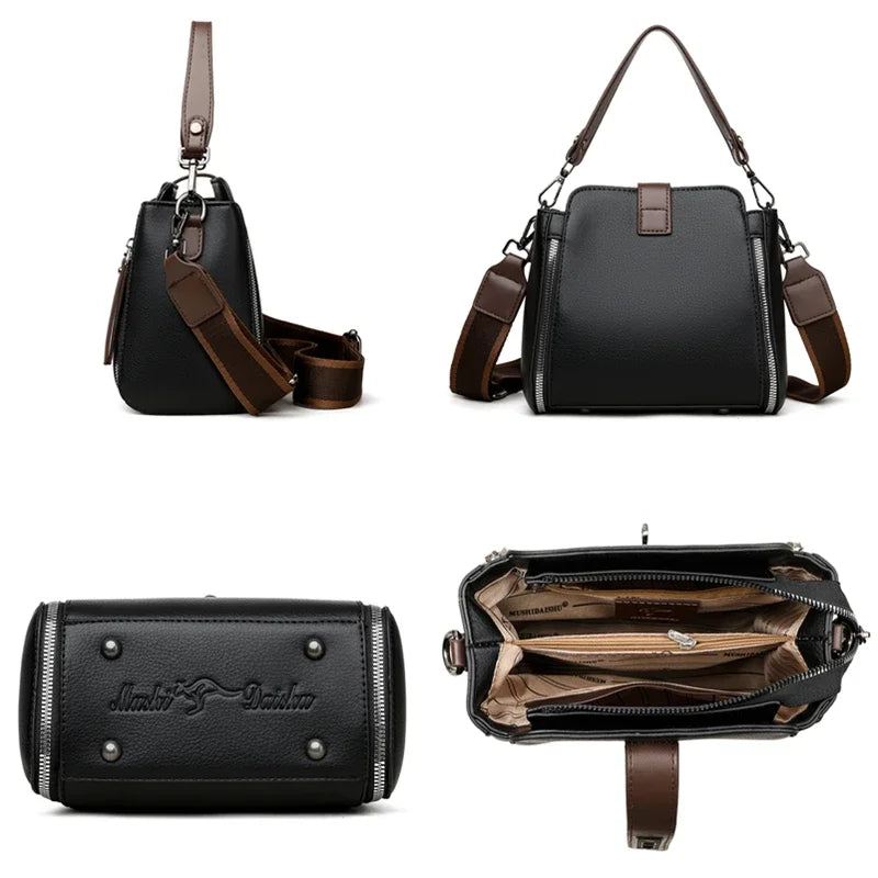 Luxury PU Leather Casual Tote Shoulder Bag – Designer Crossbody Handbag for Women
