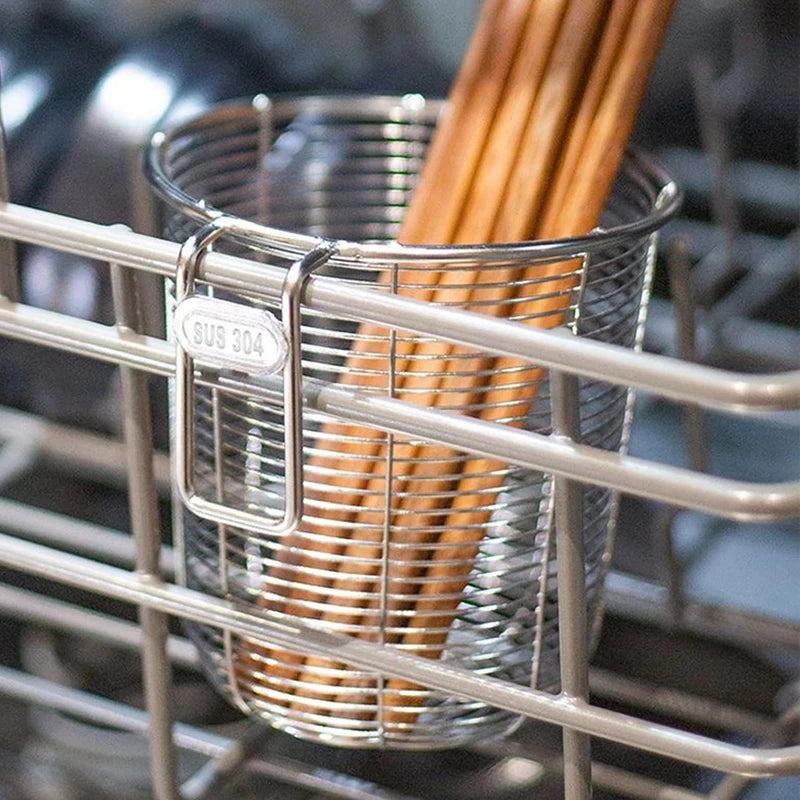 304 Stainless Steel Chopstick Holder & Tableware Drainer Basket – Wall-Hanging Kitchen Utensil Organizer