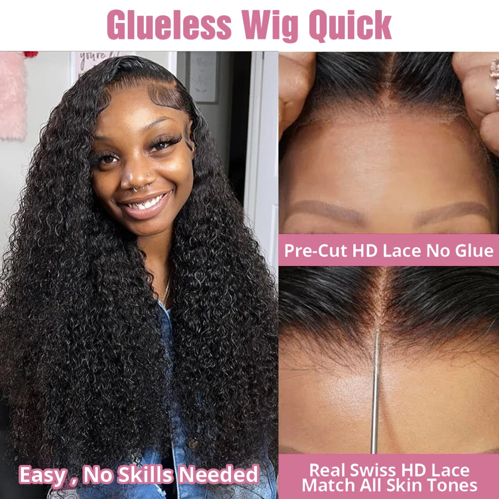 40–50 Inch Water Wave Curly Lace Front Wig | 300% Density 13x4 13x6 7x5 HD Glueless Brazilian Human Hair for Women