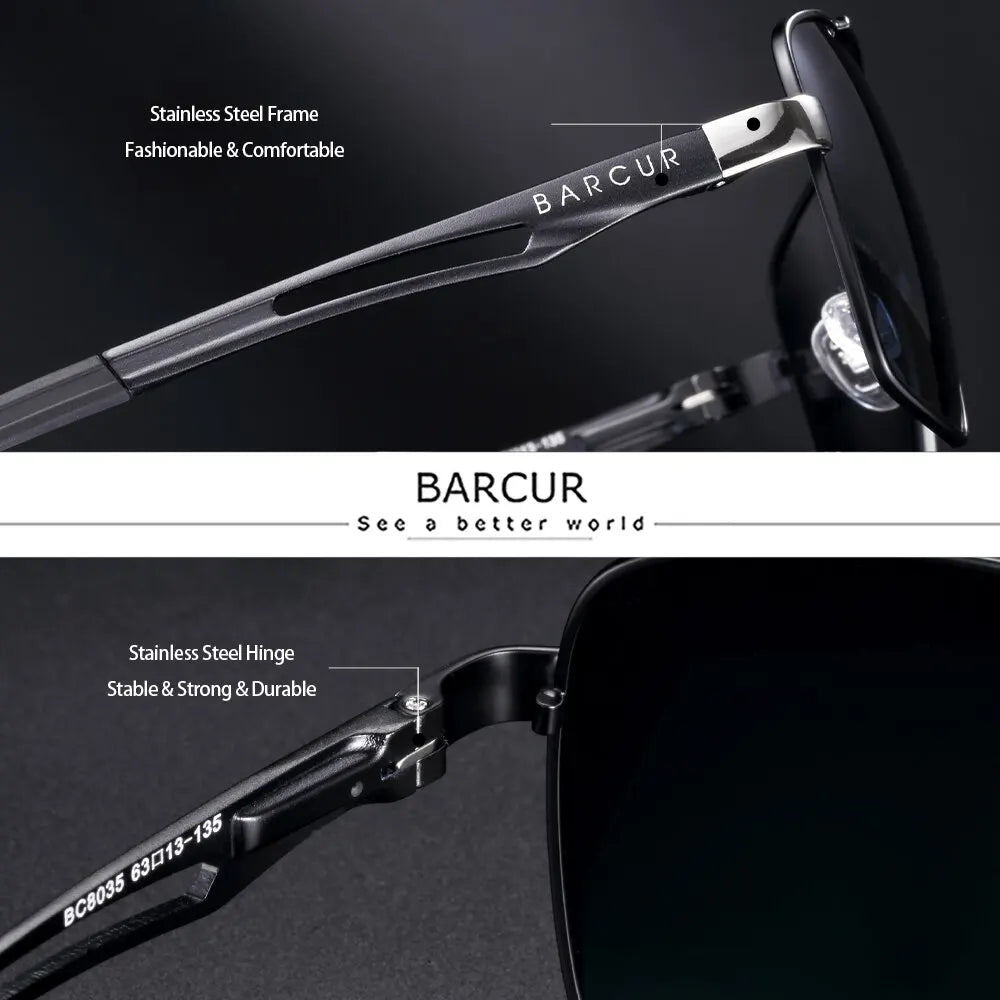 BARCUR Pilot Style Metal Frame Sunglasses | HD Polarized Mirror UV400 for Men & Women