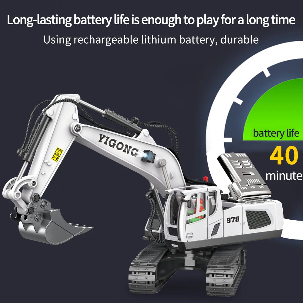 RC Excavator & Construction Toy Set – Remote Control Dump Truck & Bulldozer for Kids