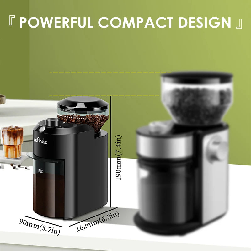 Wancle Electric Burr Coffee Grinder – 28 Grind Settings, Conical Burr Mill, 220V/120V